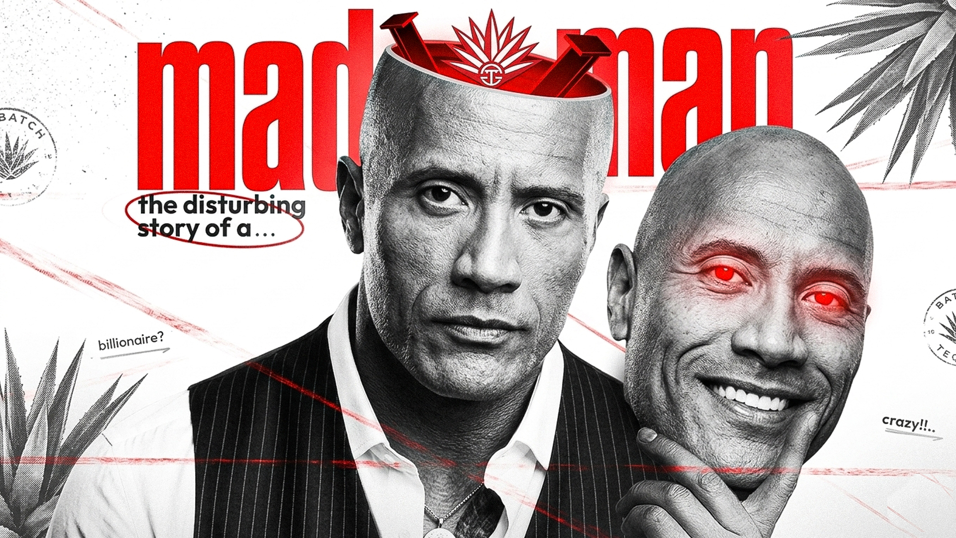 Magazine-style thumbnail with The Rock and stylized red typography.
